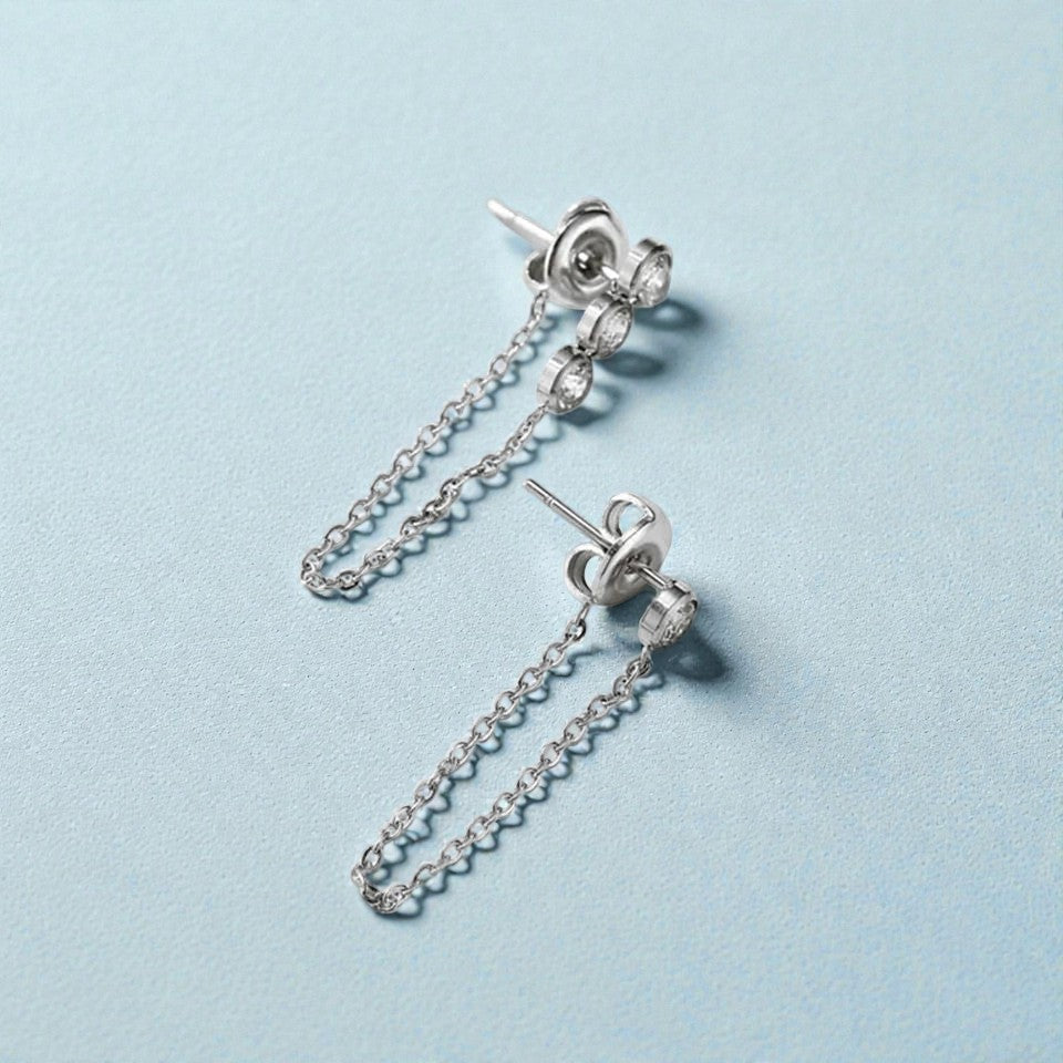 Cascade Triple Crystal Chain Earrings