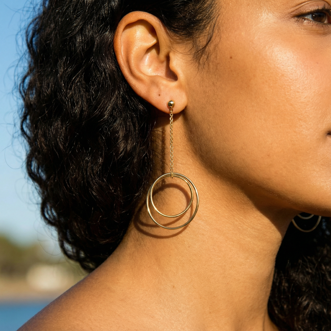 Timara Double Circle Drop Earrings