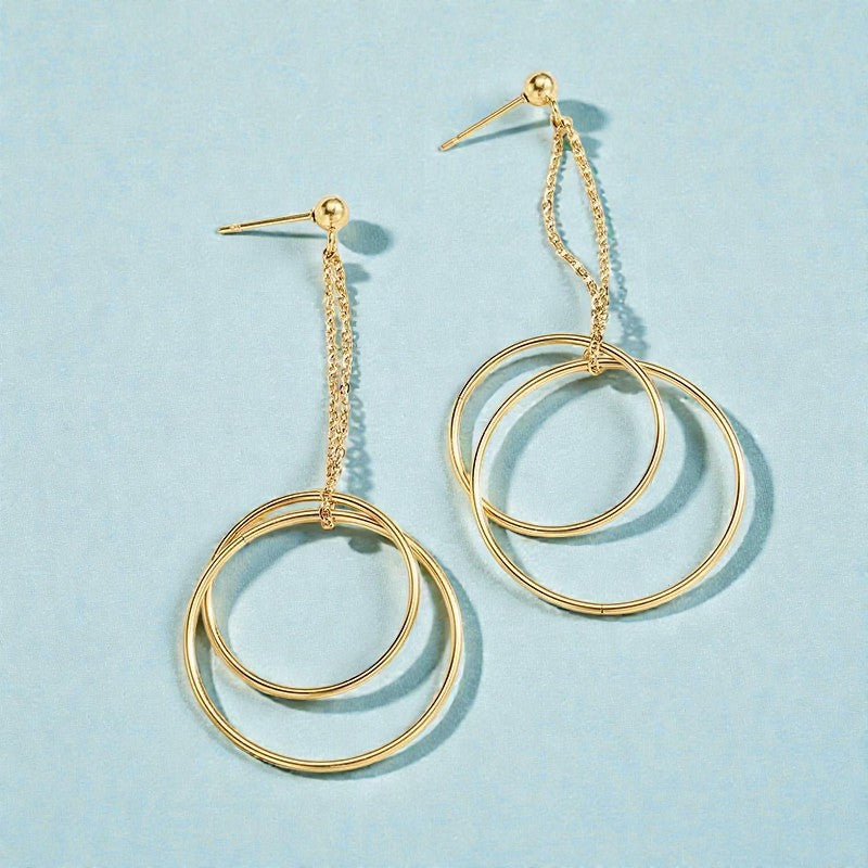 Timara Double Circle Drop Earrings