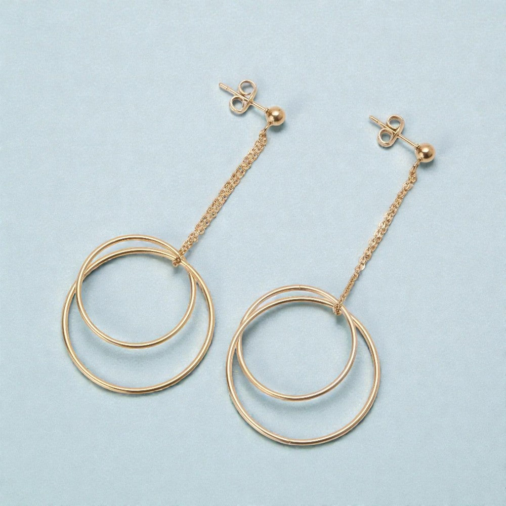 Timara Double Circle Drop Earrings